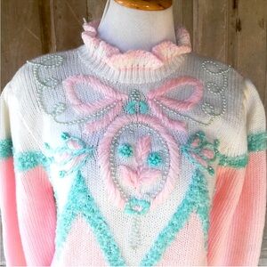 Vintage Pink Jaclyn Smith Embellished Sweater